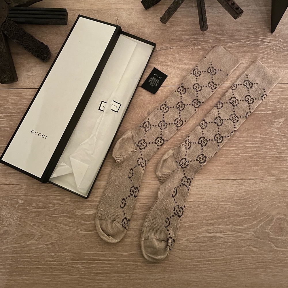 Authentic GUCCI Tan Brown Socks. Original box and tag.